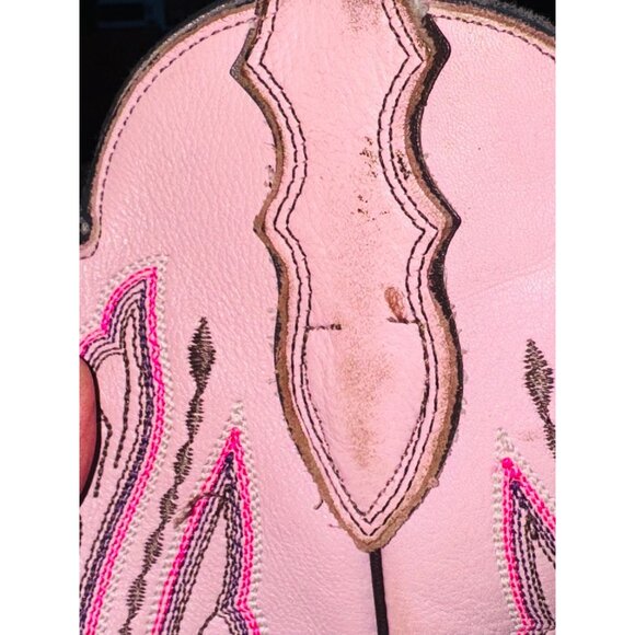 JUSTIN L2667 PINK TAN LEATHER SQUARE TOE COWBOY WESTERN COWGIRL GLAM BOOTS 7.5 - Picture 11 of 14
